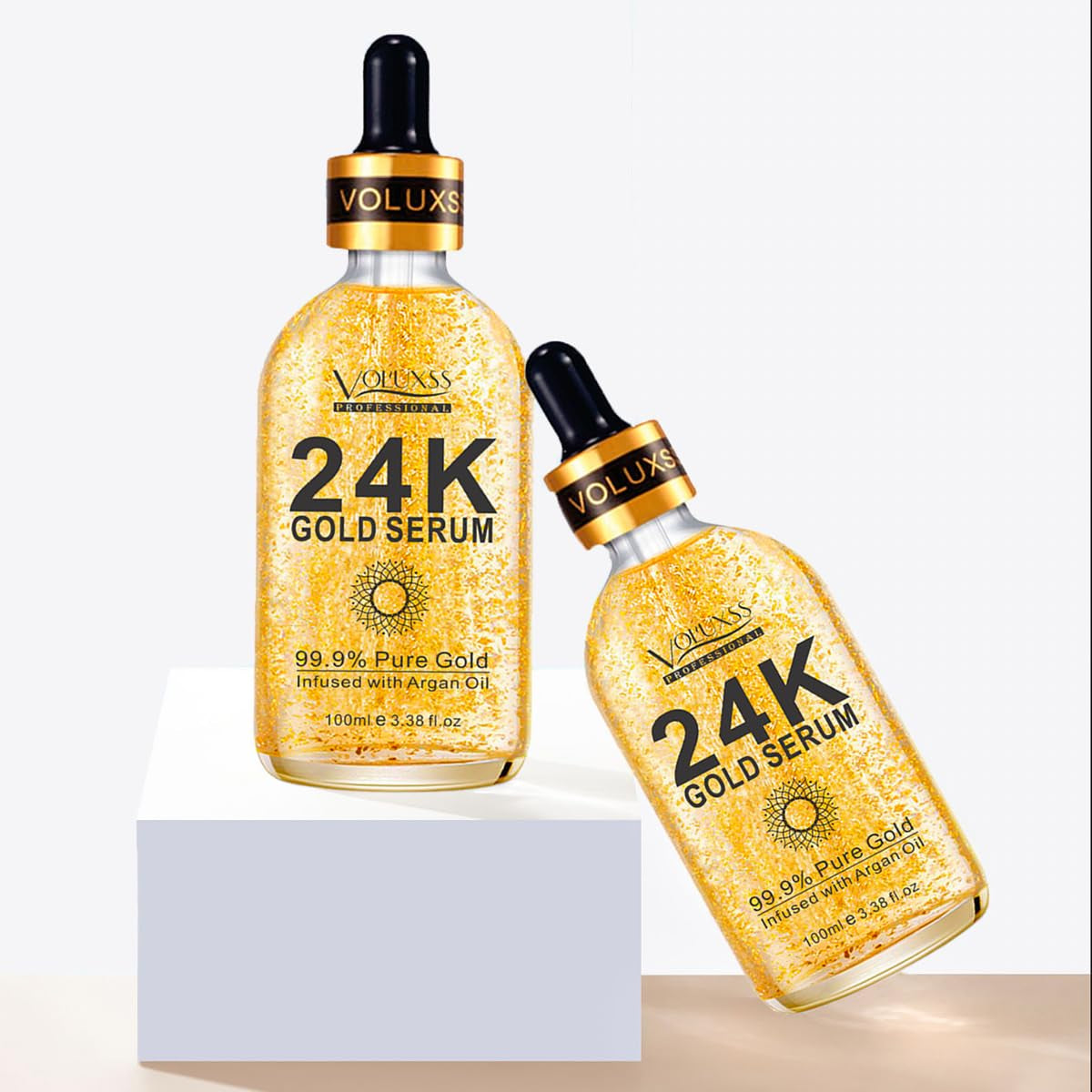 24K Gold Serum for Face,Skin Brightening anti Aging Face Serum Moisturizer with Vitamin C,Hyaluronic Acid & Argan Oil for Dark Spots & Fine Lines,Korean Skin Care Glow Collagen Booster Serum