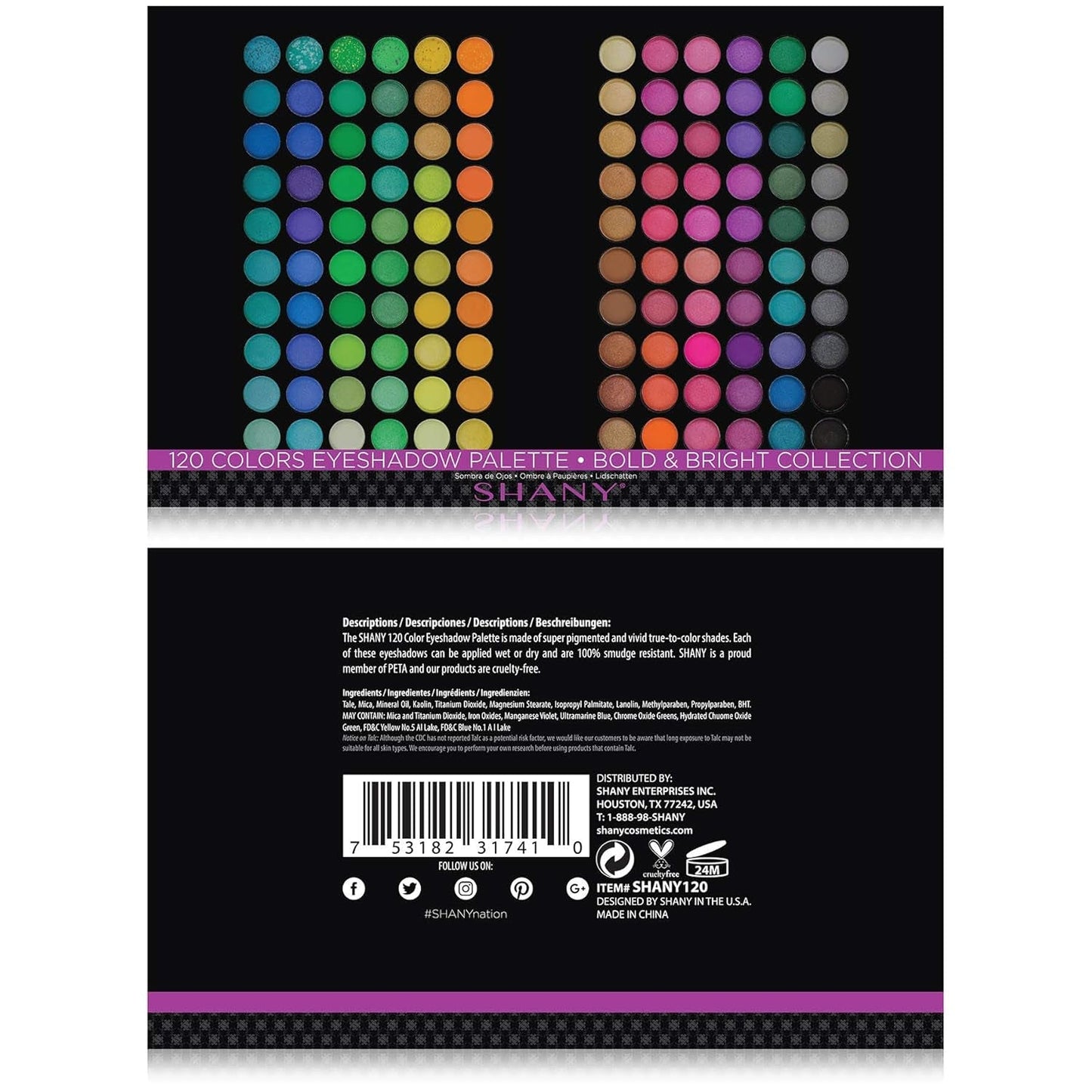 Highly Pigmented Eye Makeup Palette, 120 Matte Shimmer Metallic Eyeshadow Pallet with Long Lasting and Blendable Natural Colors - Classic Neon