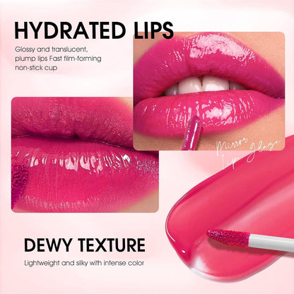 12Pcs Lip Gloss Collection Makeup Set, Shiny Smooth Soft Liquid Lip Glosses Lip Stain with Rich Varied Colors for Girls and Women Makeup (Glossy-A)