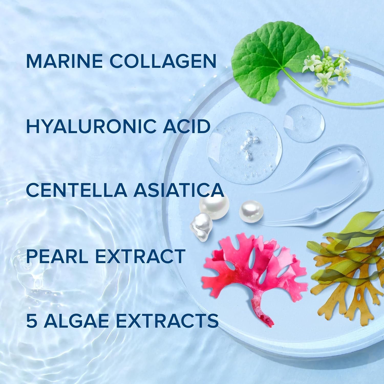 Collagen Facial Mask with Hyaluronic Acid and Algae Extract - Hydrating Sheet Masks for Women's Skincare - 6 Pack