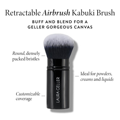 Retractable Airbrush Kabuki Brush for All Face Makeup & Foundation for Liquid, Cream and Powder Face Makeup with Aluminum Handle