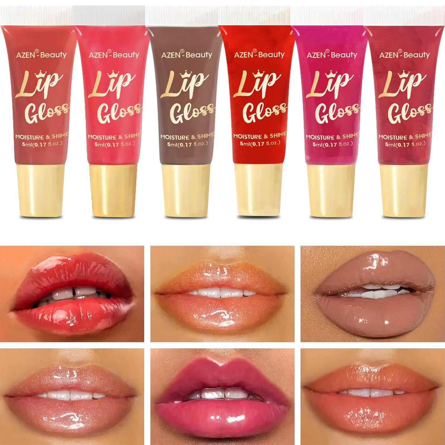 24 Pack Lip Gloss Set, Lip Oil for Dry Cracked Lips Moisturizing Hydrating Nourishing with Vitamin E
