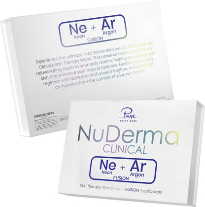Nuderma Clinical Skin Therapy Wand - Portable Device with 6 Fusion Neon and Argon Wands for Anti-Aging, Skin Tightening, Clarifying, and Radiance Enhancement