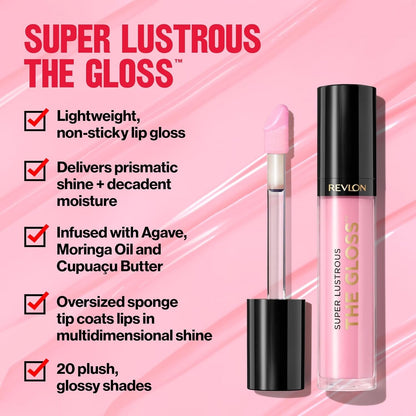 Super Lustrous Lip Gloss, Non-Sticky, Hydrating, High Shine Finish, 200 Crystal Clear, 0.13 Oz