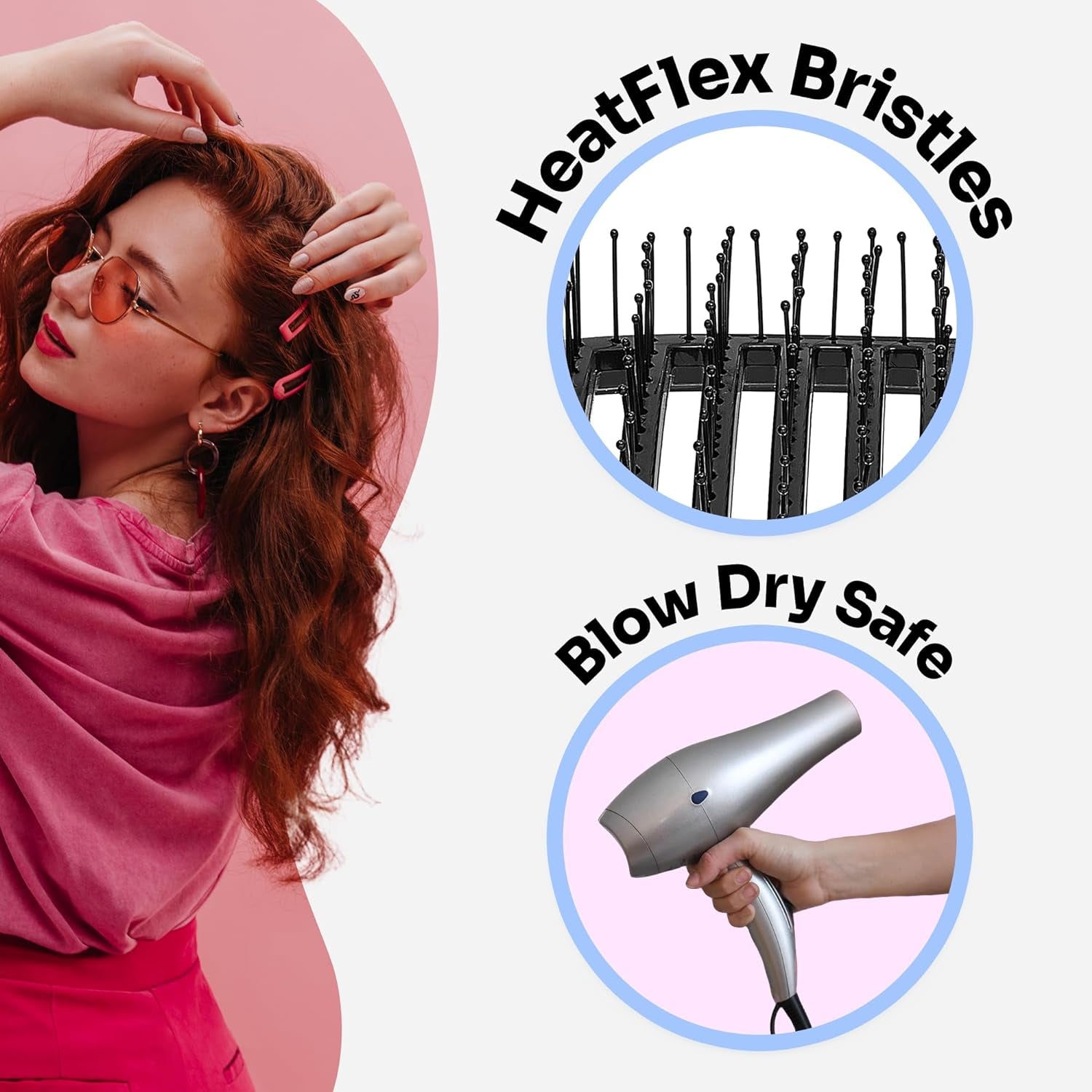 Speed Dry Hair Brush - Vented Design with Ultra Soft Heatflex Bristles, Ergonomic Handle for Tangle Management and Pain-Free Styling