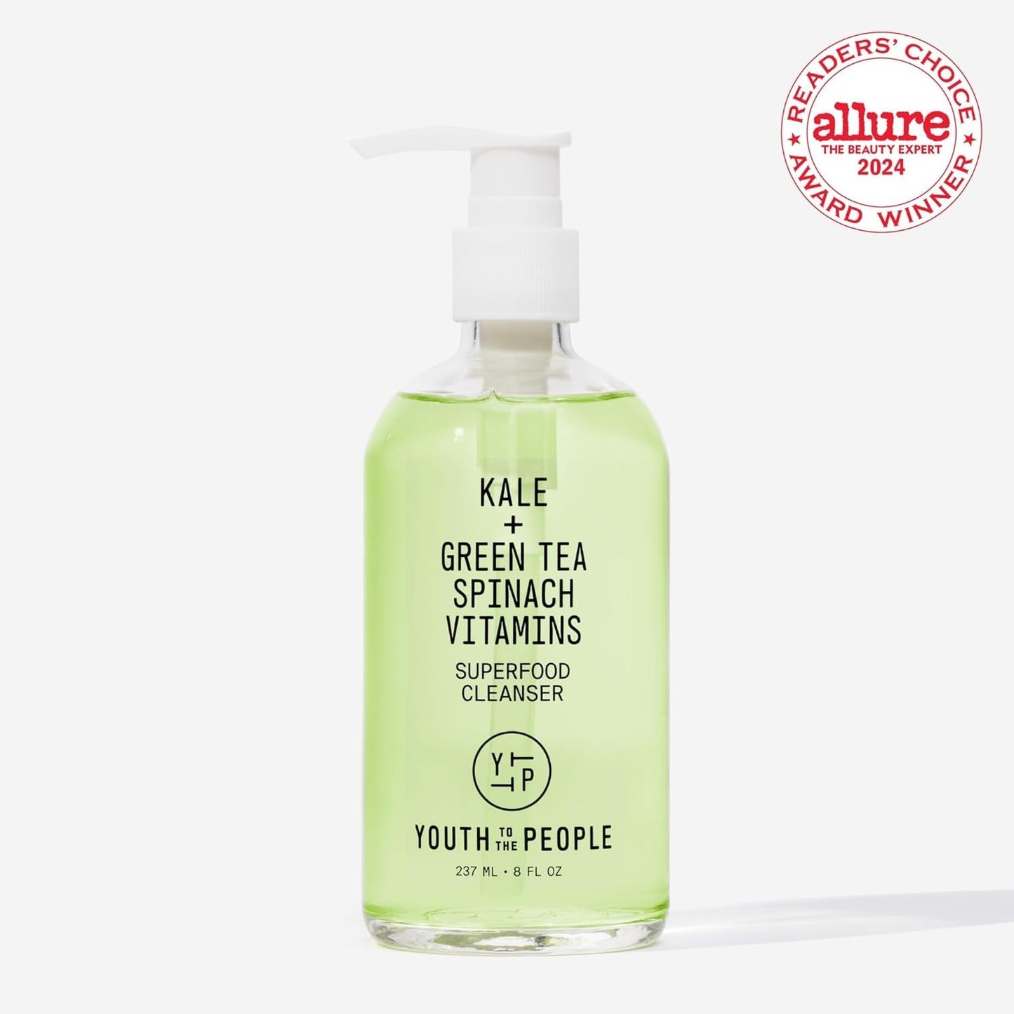 Superfood Facial Cleanser, Kale and Green Tea Spinach Face Wash, Gentle Makeup Remover + Pore Minimizer for All Skin Types, Vegan, Refillable Skincare