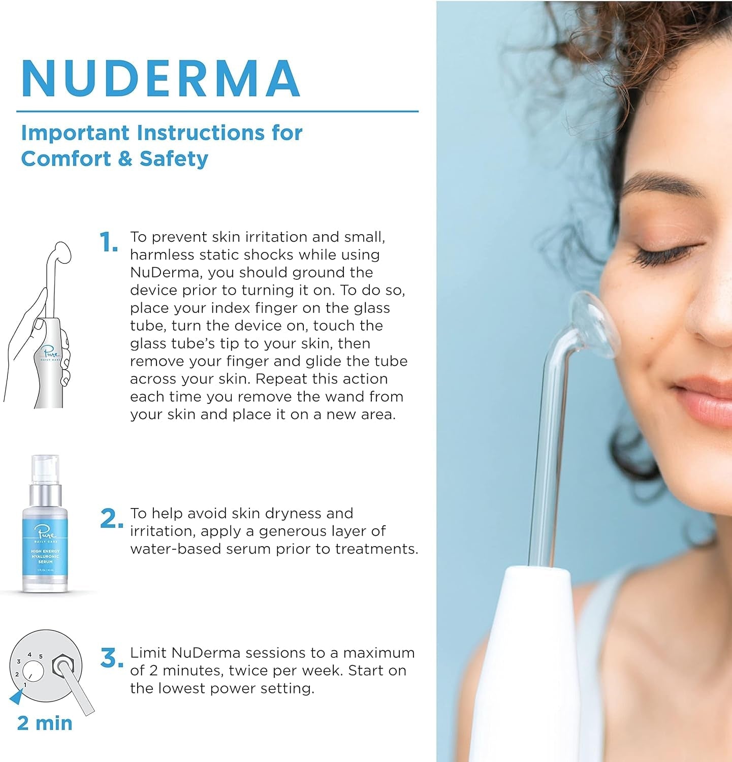 Nuderma Professional Skin Therapy Wand - Portable Device with 6 Neon and Argon Wands for Enhanced Skin Clarity, Firmness, and Tightening