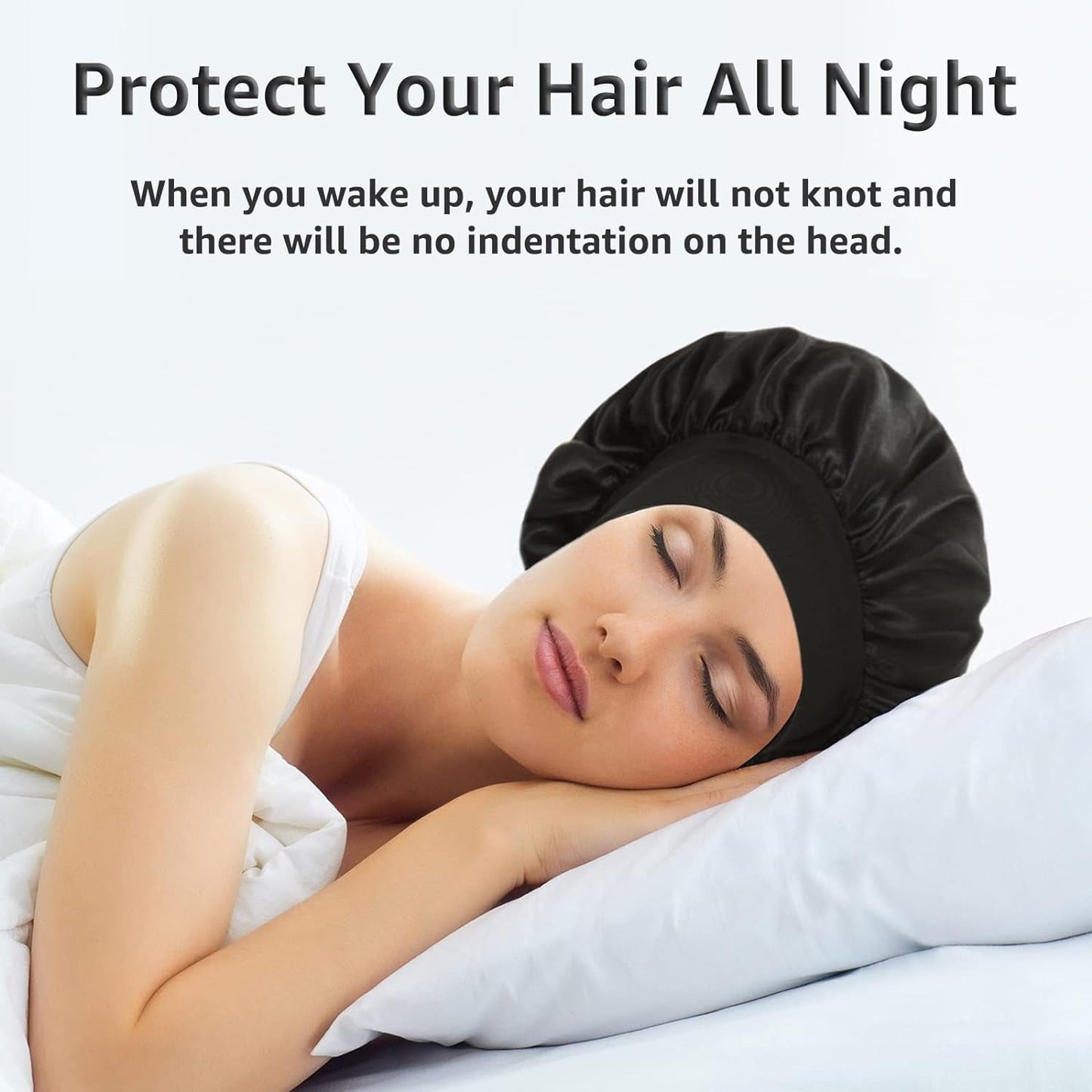 3 Pack Satin Bonnet Silk Bonnet for Sleeping, Sleep Bonnets for Women Hair Bonnet for Sleeping Large Sleep Cap, Wide Soft Band Bonnet for Curly Hair