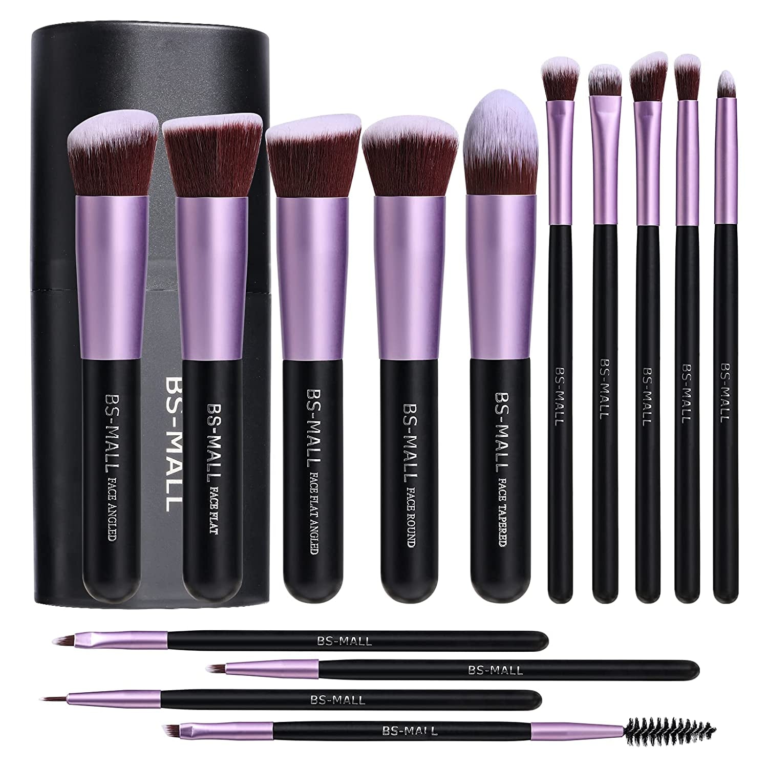 Makeup Brushes Premium Synthetic Foundation Powder Concealers Eye Shadows 14 Pcs Purple