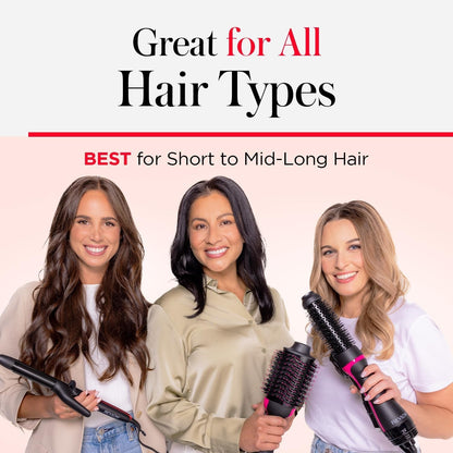 One-Step Volumizer Hair Dryer and Styler, for Less Frizz, More Shine, and Reduced Heat Damage for Salon Style round Brush for Blowout, Black (Amazon Exclusive)