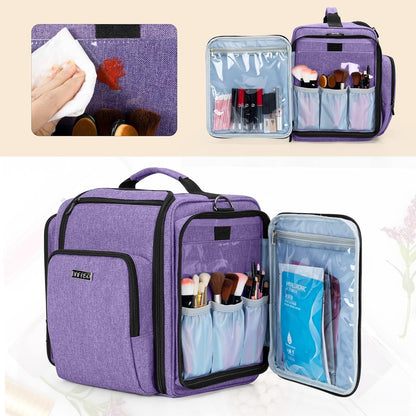 Makeup Bag Cosmetic Bag with 4 Inner Removable Pouches, Multifunctional Travel Makeup Case (Patent Pending), Purple