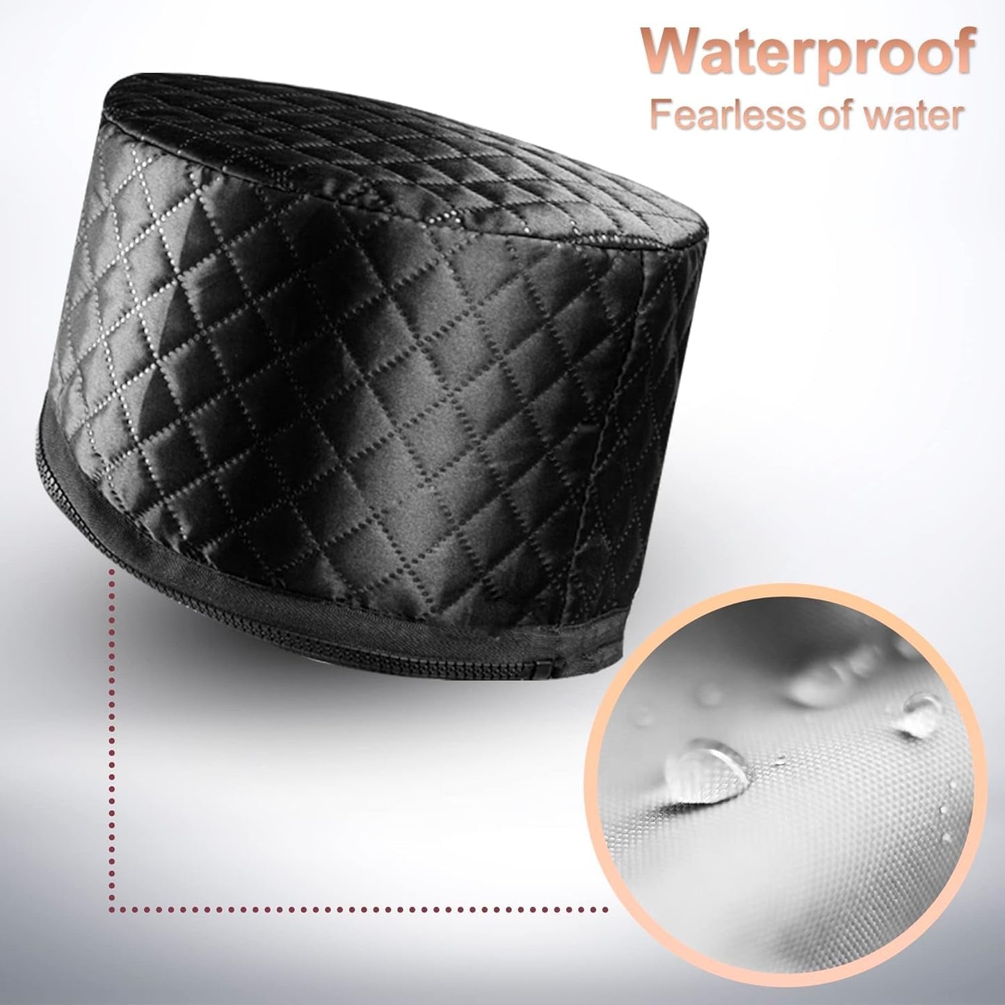 Professional Thermal Heat Cap for Deep Conditioning and Hair Steaming - Portable Electric Spa Cap for Natural Hair (Solid Black)