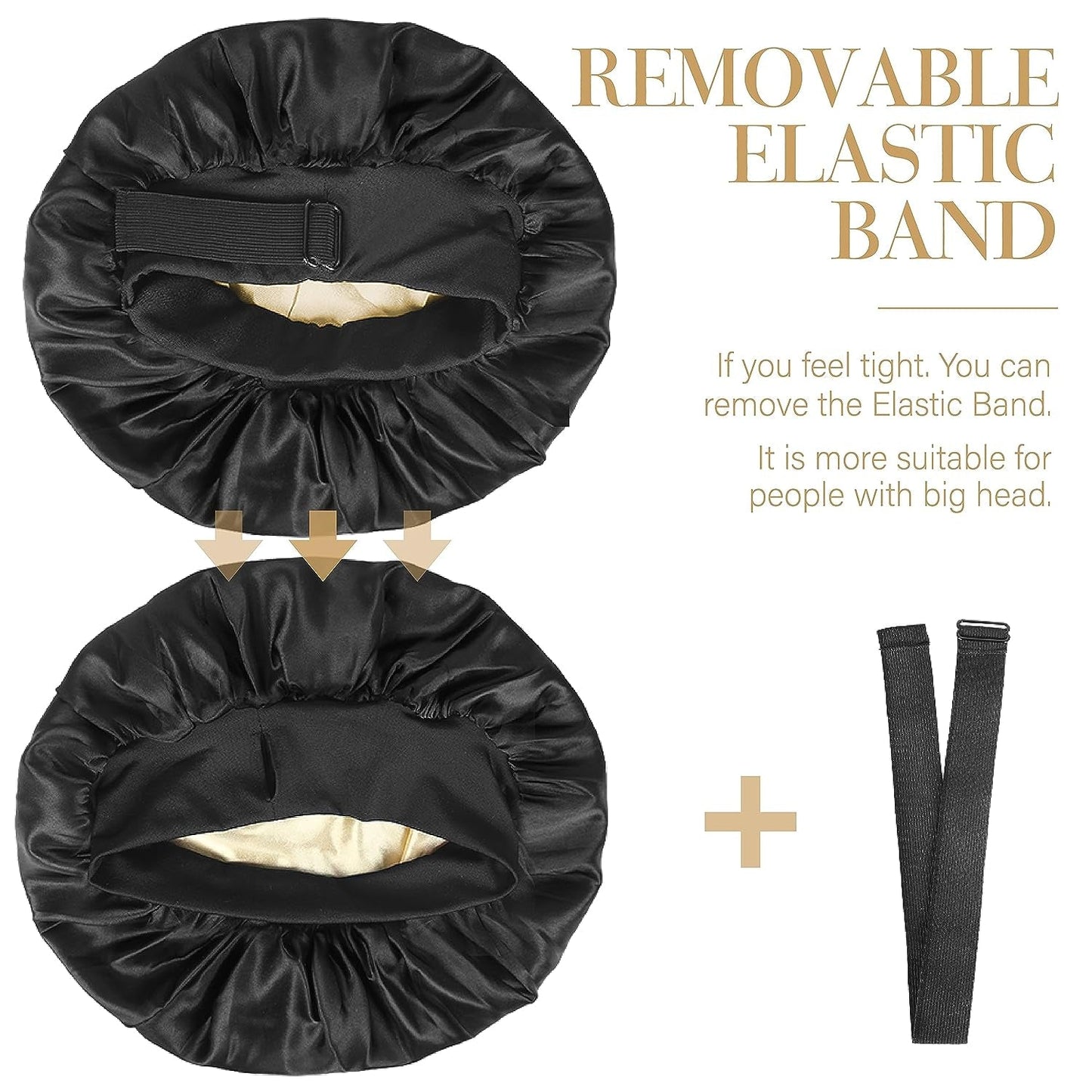 Silk Bonnet for Sleeping Double Layer Satin Bonnet Adjustable Bonnets for Black Women Sleep Cap Reversible Hair Bonnet for Curly Hair (Black and Purple)