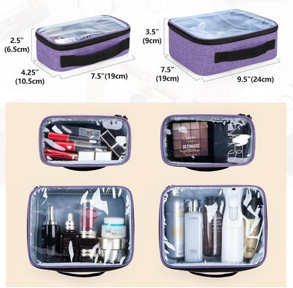 Makeup Bag Cosmetic Bag with 4 Inner Removable Pouches, Multifunctional Travel Makeup Case (Patent Pending), Purple
