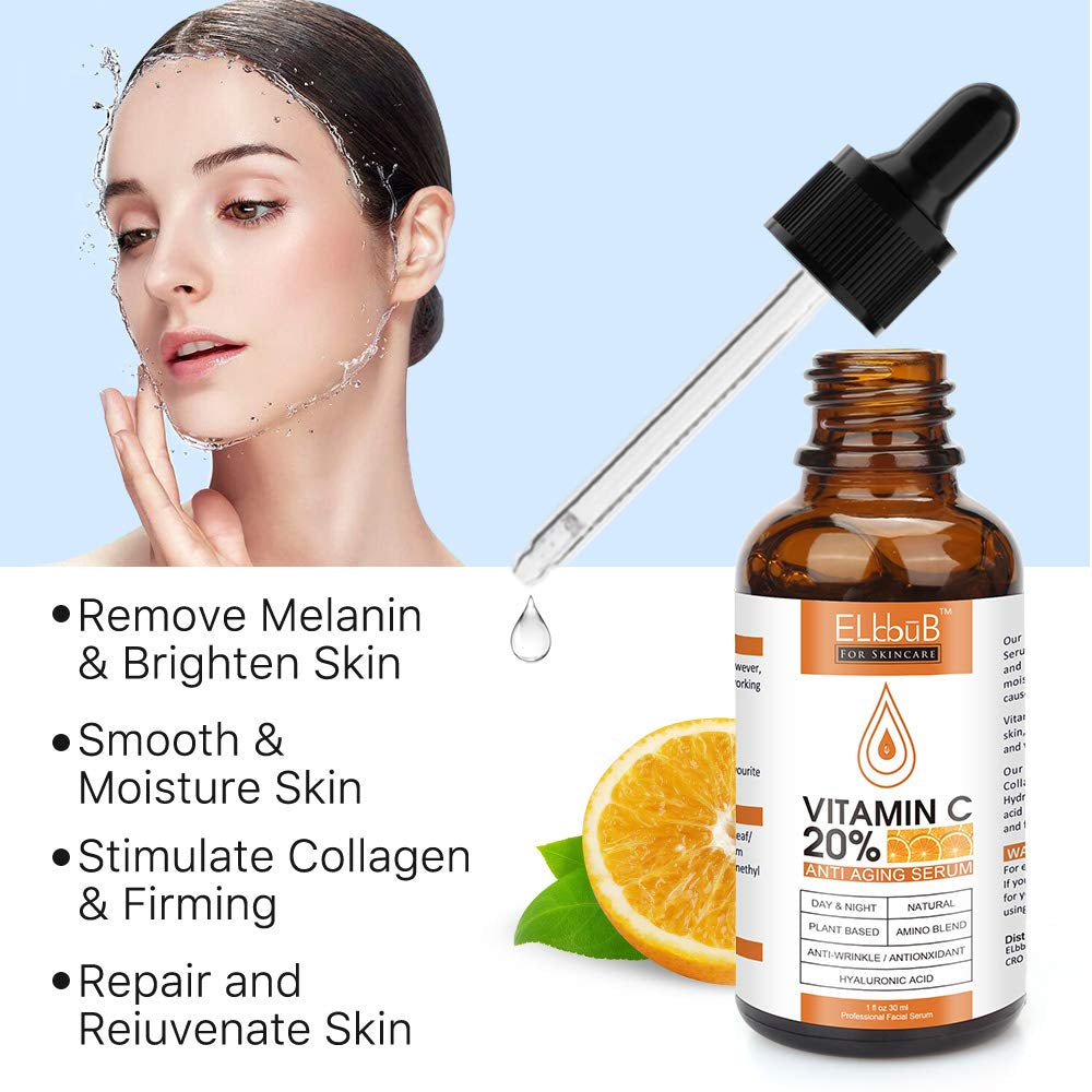 Premium 20% Vitamin C Serum for Face with Hyaluronic Acid, Retinol & Amino Acids - Boost Skin Collagen,Hydrate & Plump Skin, anti Aging & Wrinkle Facial Serum