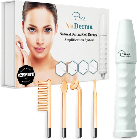 Nuderma Portable Handheld Skin Therapy Wand with Neon Technology for Anti-Aging, Skin Tightening, Wrinkle Reduction, Dark Circle Treatment, Clarification, and Hair & Scalp Stimulation