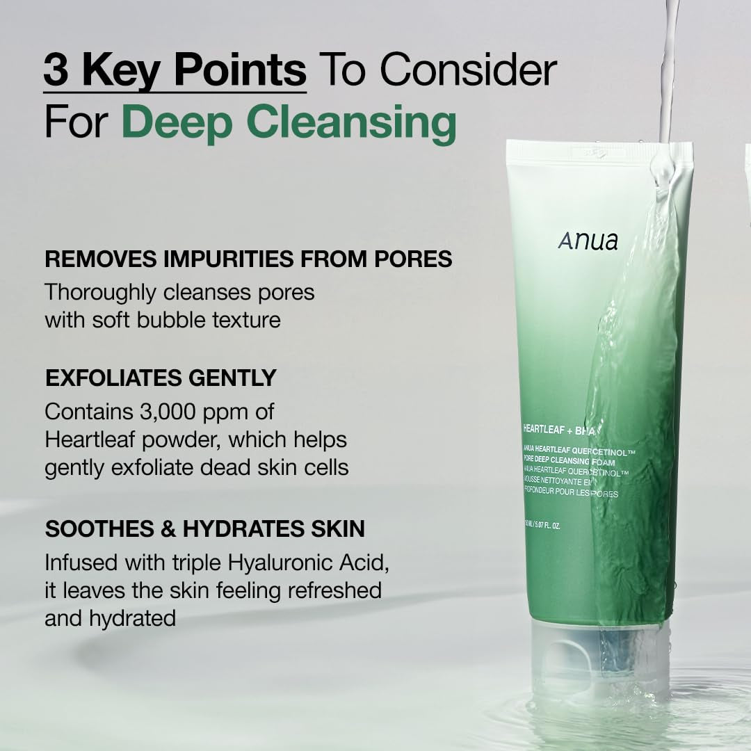 Double Cleanser Duo for Facial Cleansing : Heartleaf Pore Control Cleansing Oil & Heartleaf Quercetinol Pore Deep Cleansing Foam for Double Cleansing, Blackhead Remover, Korean Skincare